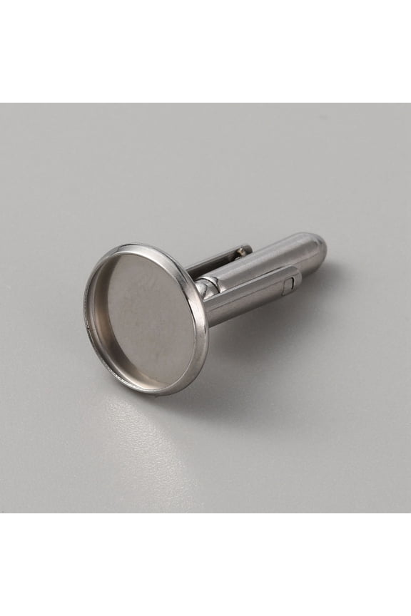 10pcs 304 Stainless Steel Cuff Button Cufflink Findings for Apparel Accessories Stainless Steel color 13.5mm