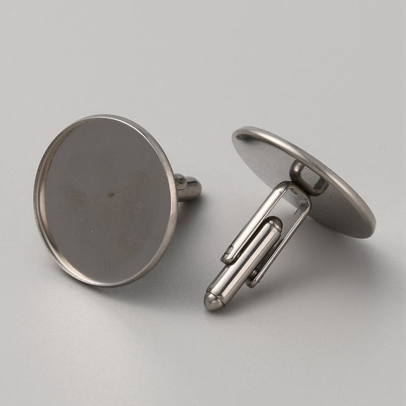 10pcs 304 Stainless Steel Cuff Button Cufflink Findings for Apparel Accessories Stainless Steel color 25.8x26.5mm