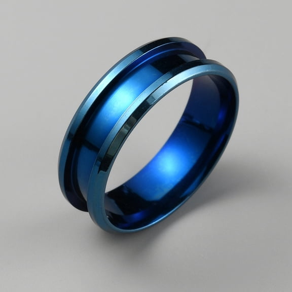 10pcs 304 Stainless Steel Grooved Finger Ring Settings Ring Core Blank for Inlay Ring Jewelry Making Blue Inner Diameter: 21.2~23mm