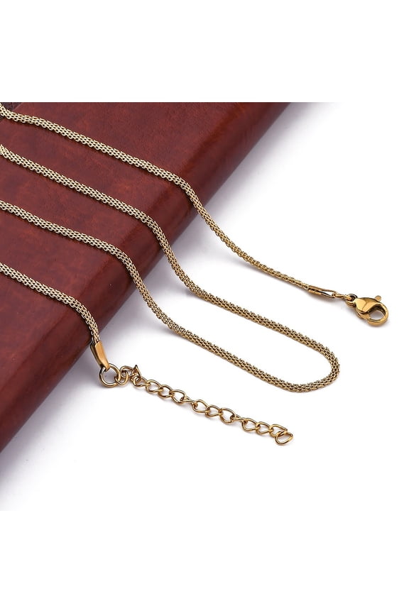 10pcs 304 Stainless Steel Mesh Chain Necklaces for Women Men Golden 18.19 inch(46.2cm)
