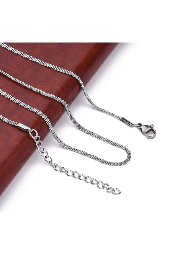 10pcs 304 Stainless Steel Mesh Chain Necklaces for Women Men Stainless Steel Color 18.19 inch(46.2cm) for Crafting