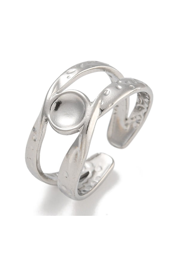 10pcs 304 Stainless Steel Open Cuff Ring Components Pad Ring Settings Round Stainless Steel color Tray: 5.5mm 9.5mm Inner Diameter: Adjustable