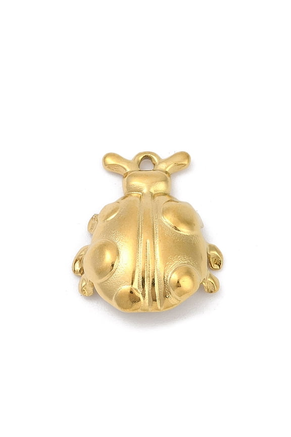 10pcs 304 Stainless Steel Pendants Ion Plating(IP) Ladybug Charm Golden 20x17x3.5mm Hole: 1.5mm