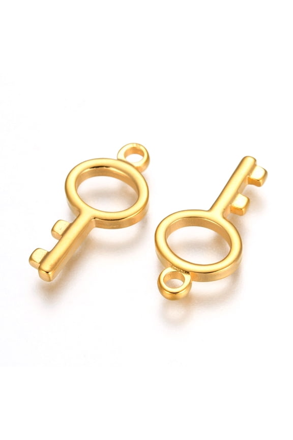 10pcs 304 Stainless Steel Pendants Key Golden 19.5x9.5x2mm Hole: 1.8mm 10pcs
