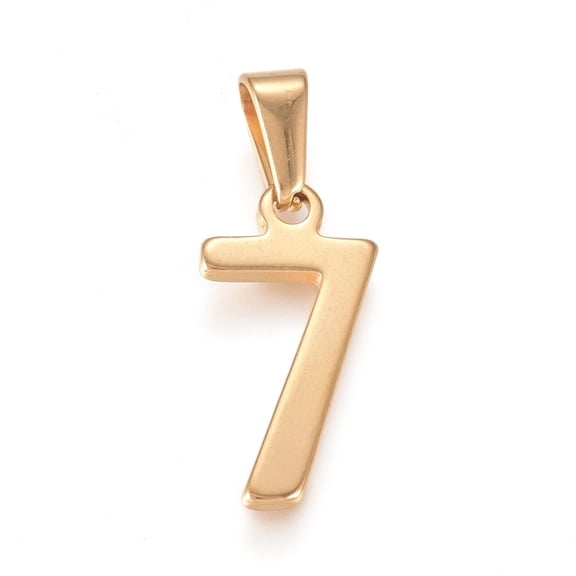 10pcs 304 Stainless Steel Pendants Number Golden Num.7 21x10.5x1.5mm Hole: 6.5x3mm
