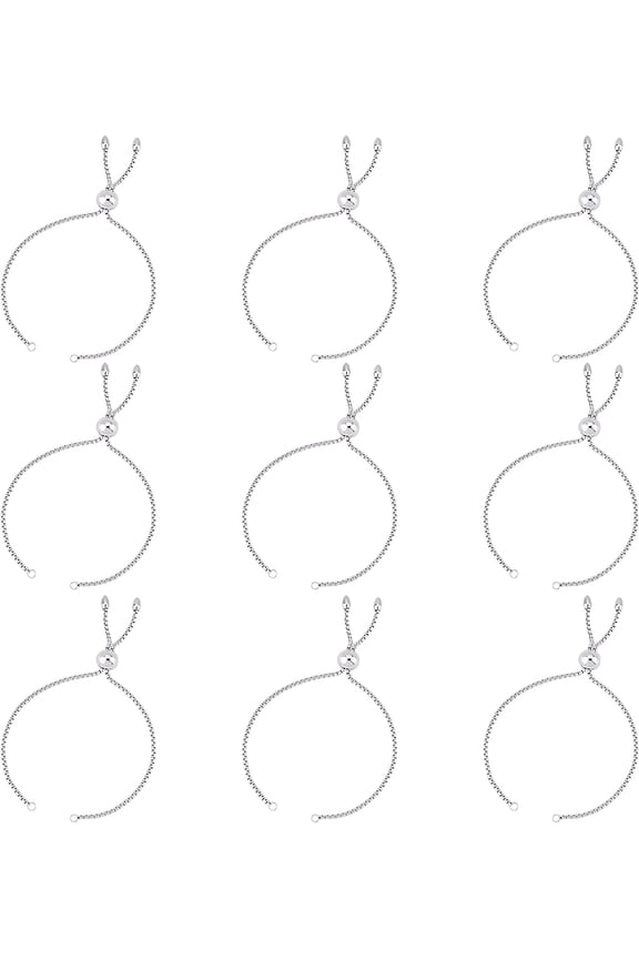 10pcs 304 Stainless Steel Slider Bracelet Bolo Bracelets Makings with Box Chains for DIY Jewelry Making Handmaking for making