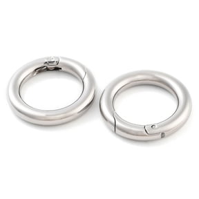 10pcs 304 Stainless Steel Spring Gate Rings O Rings Stainless Steel color 6 Gauge 24x4mm Inner Diameter: 16mm