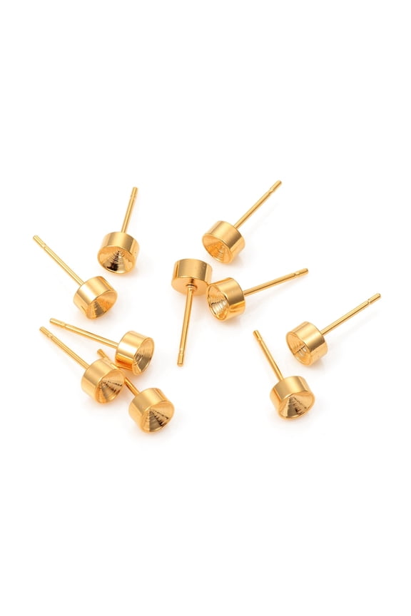 10pcs 304 Stainless Steel Stud Earring Settings Rhinestone Settings for Pointed Back Rhinestone Golden 5mm Pin: 0.8mm Fit for 4mm Rhinestone