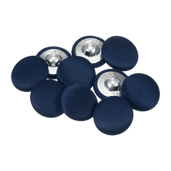 10pcs 32L Fabric Cloth Covered Button 20mm Round Metal Shank Sewing Buttons for Suits Blouses Sweaters, Dark Blue