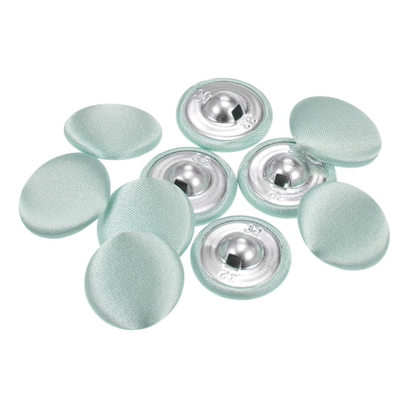 10pcs 32L Fabric Cloth Covered Button 20mm Round Metal Shank Sewing Buttons for Suits Blouses Sweaters, Light Green