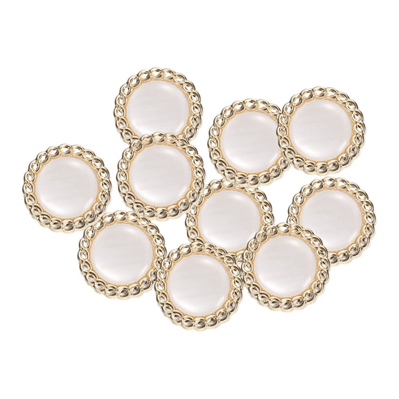 10pcs 34L Gold White Faux Pearl Buttons 21mm 7/8" Dia 0.41" Thick Plastic Round Sewing Button Replacement Craft Fastener for Coats Clothing DIY Crafts Style T