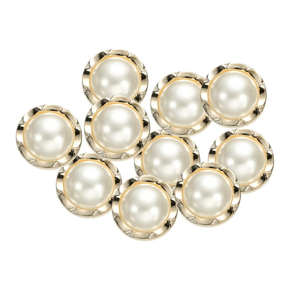 10pcs 34L Gold White Faux Pearl Buttons 21mm 7/8" Dia 0.59" Thick Plastic Round Sewing Button Replacement Craft Fastener for Coats Clothing DIY Crafts Style B