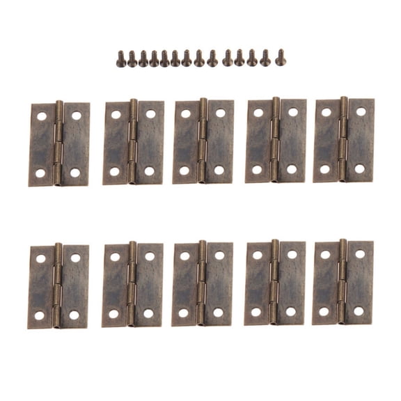 10pcs 35*22mm Furniture Hinges Cabinet Drawer Door Butt Hinge Antique Decorative Hinges for Jewelry Wooden Box with Screws