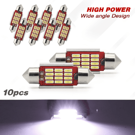 10pcs 36mm 12-SMD Festoon White LED Interior Dome Map Trunk License Plate Light