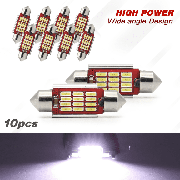 10pcs 36mm 12-SMD Festoon White LED Interior Dome Map Trunk License Plate Light