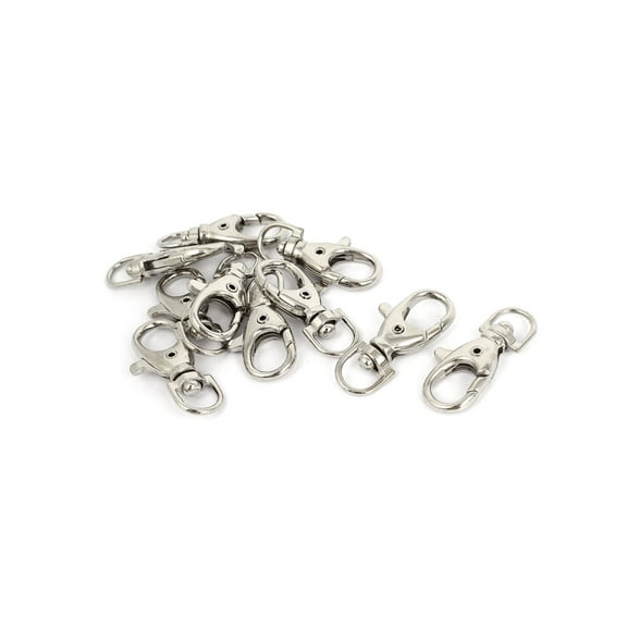 10pcs 38mmx17mm Lobster Trigger Swivel Clasps Clips Silver Tone for Keyring Hook Keychain