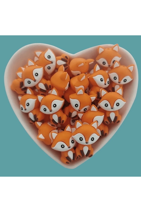 10pcs 3D Fox Silicone Focal Beads,DIY Pens,keychains, Necklace, Bracelet, Lanyard Making