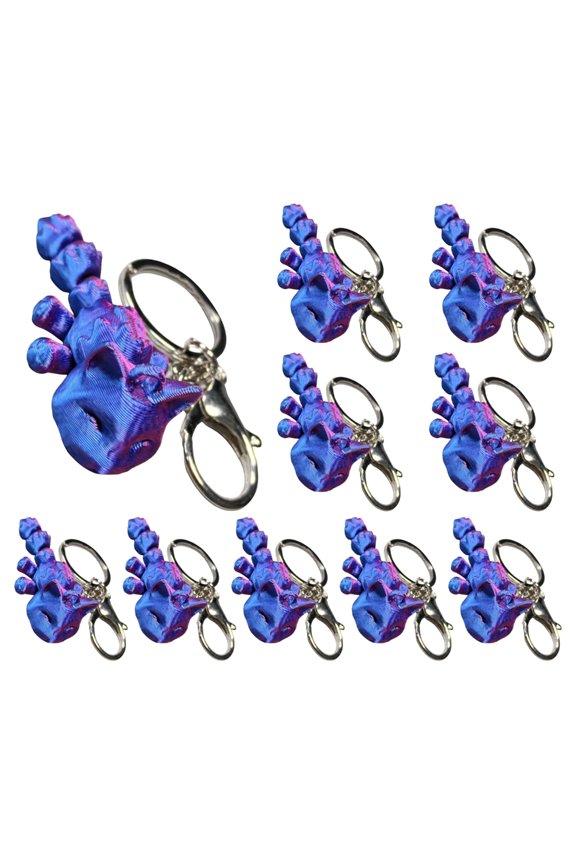 10pcs 3D Printed Flexible Joint Cat Keychain Gradient Design Movable Charm