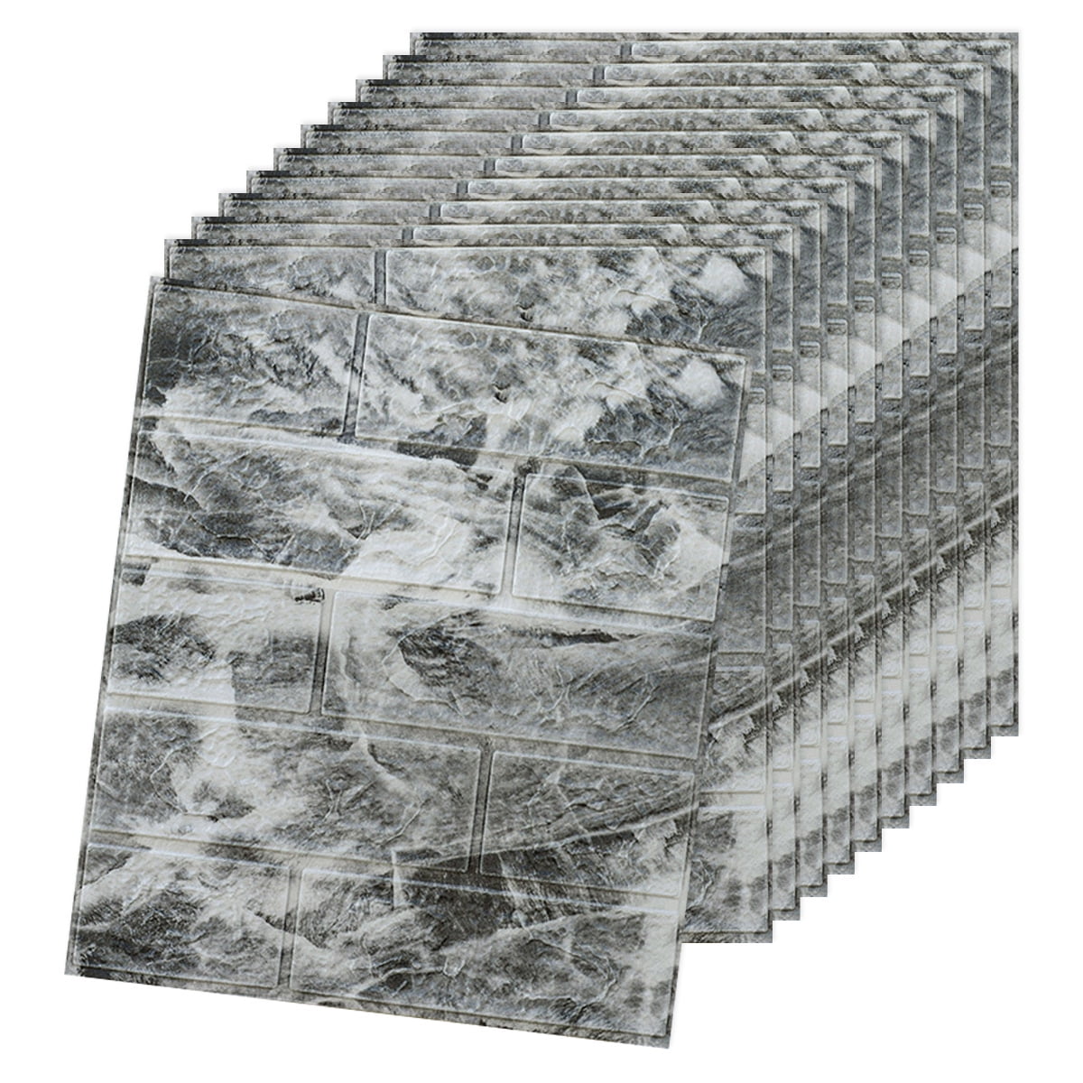 10pcs 3D wall panels, peel and stick, black and white marble, self-adhesive, waterproof, suitable for bedroom and living room