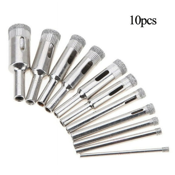 10pcs 3mm-18mm Diamond Tool Drill Bit Hole Saw Set for Glass Ceramic Marble Tile