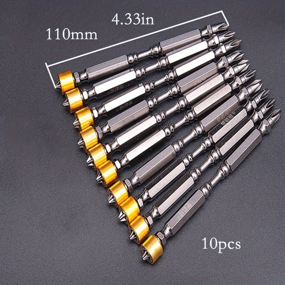 10pcs,4.33in 2.4in PH2 Magnetic Screwdriver Bits 1/4 Inch Hex Shank,65mm 110mm Multiple sizes for various scenarios