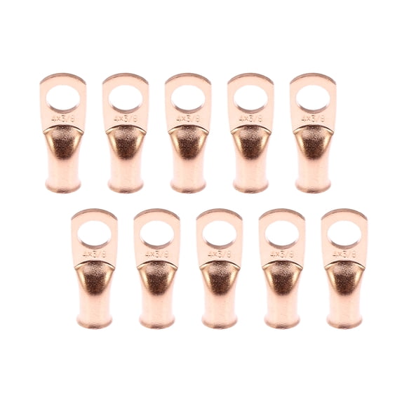 10pcs 4 AWG-3/8" Car Vehicle Battery Cable Ends Tubular Ring Terminals Closed End Crimp Connectors Copper Tone