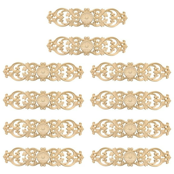 10pcs 40Cmx10Cm Woodcarving Decals Carved Corner Flower Home Decoration Cabinet Door Bed Patch Onlay Wood Applique
