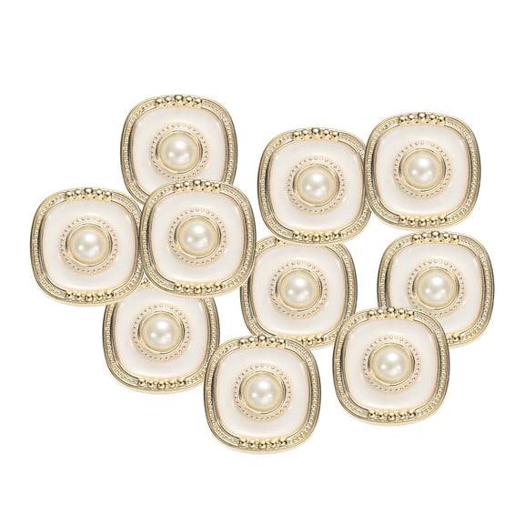 10pcs 40L Gold White Faux Pearl Buttons 25mm 1" Dia 0.45" Thick Plastic Round Sewing Button Replacement Craft Fastener for Coats Clothing DIY Crafts Style B