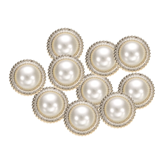 10pcs 40L Gold White Faux Pearl Buttons 25mm 1" Dia 0.63" Thick Plastic Round Sewing Button Replacement Craft Fastener for Coats Clothing DIY Crafts Style I