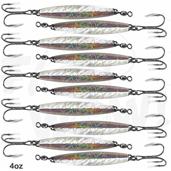10pcs 4oz Diamond Jig Mylar Holographic Laser jigs with a Treble Hook - $$Sport & Recreation Other