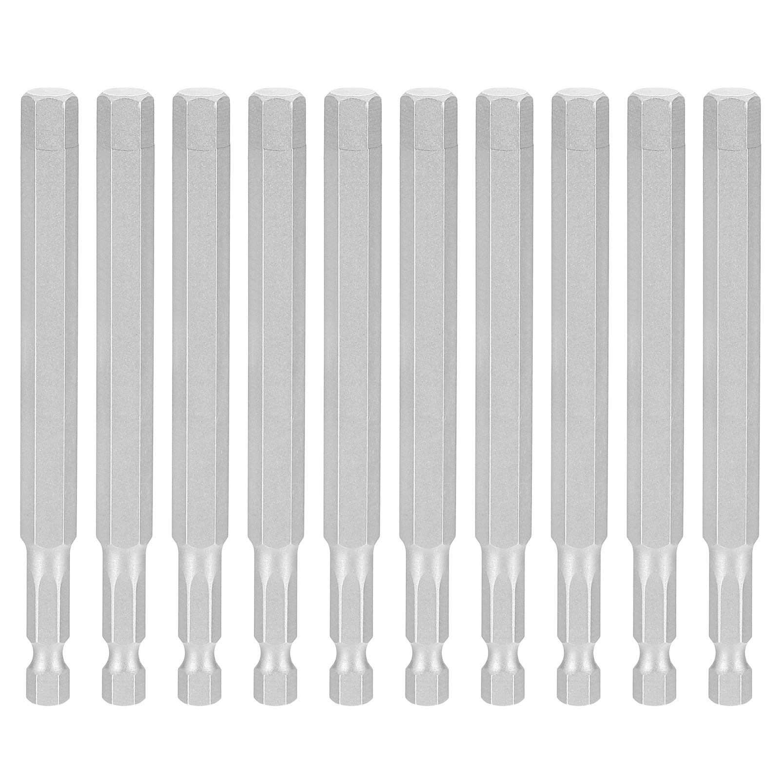 10pcs 5/16" SAE Hex Head Wrench Drill Bit 100mm Length Magnetic Bits, Gray