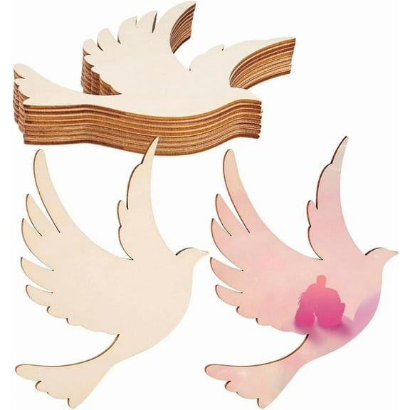 10pcs 5.1x4.3 inch Unfinished Wooden Ornaments Pigeon 2mm Thick Wood Pieces Bird Wood Cutouts Wooden Dove DIY Crafts Cutouts Unfinished Blank Slices DIY