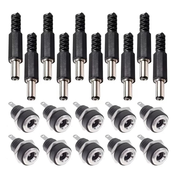 10pcs 5.5mmx2.1mm 5.5mm*2.5mm DC Power Socket Female Jack Male Plug Panel Mount DC Connector
