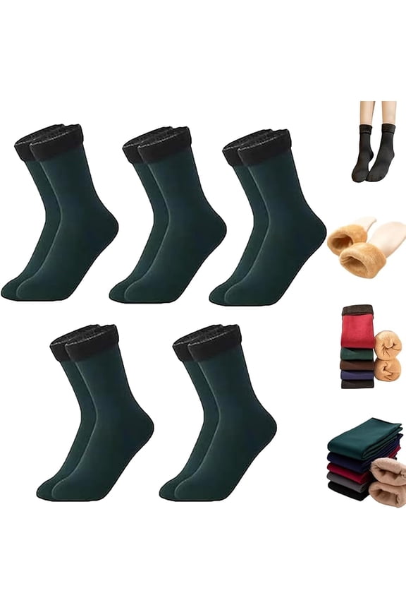 10pcs/5 Pairs Autumn Winter Socks, Fleece-Lined Thickened Winter Snow Socks (5 Pairs), Self-Heating, Soft Cozy&Cold-Proof