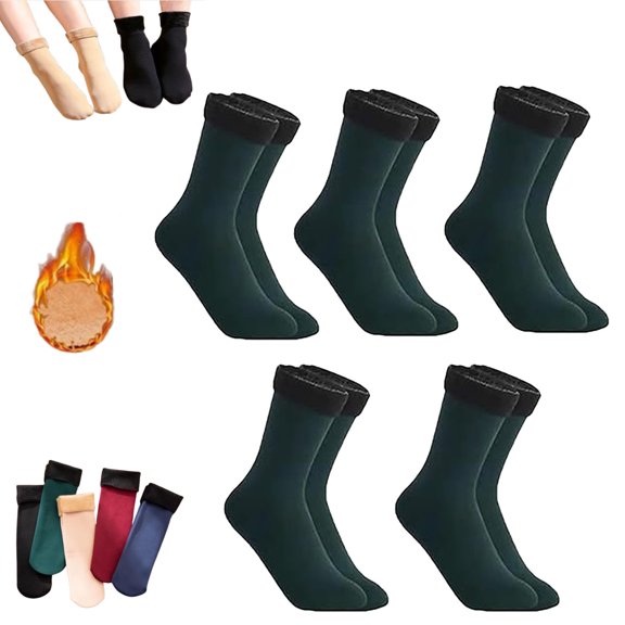 10pcs/5 Pairs Autumn Winter Socks, Fleece-Lined Thickened Winter Snow Socks (5 Pairs), Self-Heating, Soft Long-lasting Lock Temperature Self-Heating Socks