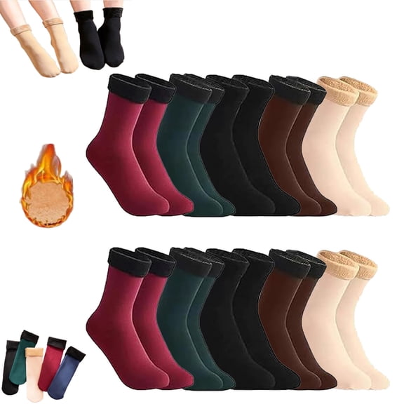 10pcs/5 Pairs Autumn Winter Socks, Fleece-Lined Thickened Winter Snow Socks (5 Pairs), Self-Heating, Soft Long-lasting Lock Temperature Self-Heating Socks