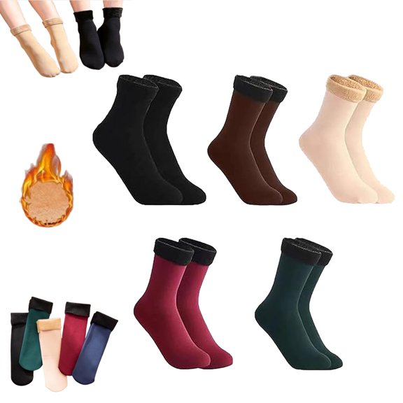 10pcs/5 Pairs Autumn Winter Socks, Fleece-Lined Thickened Winter Snow Socks (5 Pairs), Self-Heating, Soft Long-lasting Lock Temperature Self-Heating Socks