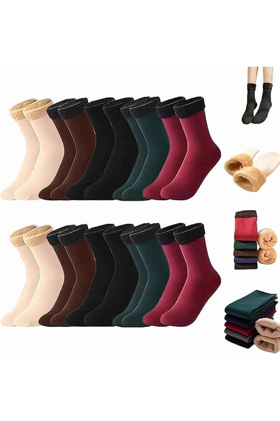10pcs/5 Pairs Autumn Winter Socks for Wome, Fleece-Lined Thickened Winter Snow Socks (5 Pairs),Self-Heating Soft Cold-Proof(10pair)