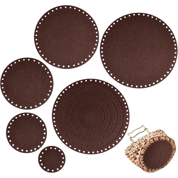 10pcs 5 Sizes Felt Basket Bottom 3.9~11.8 Inch Flat Round Circle Blank Crochet Basket Fabric Base for DIY Basket Crochet Storage Baskets Yarn Bag Weaving Crafts Dark Coffee