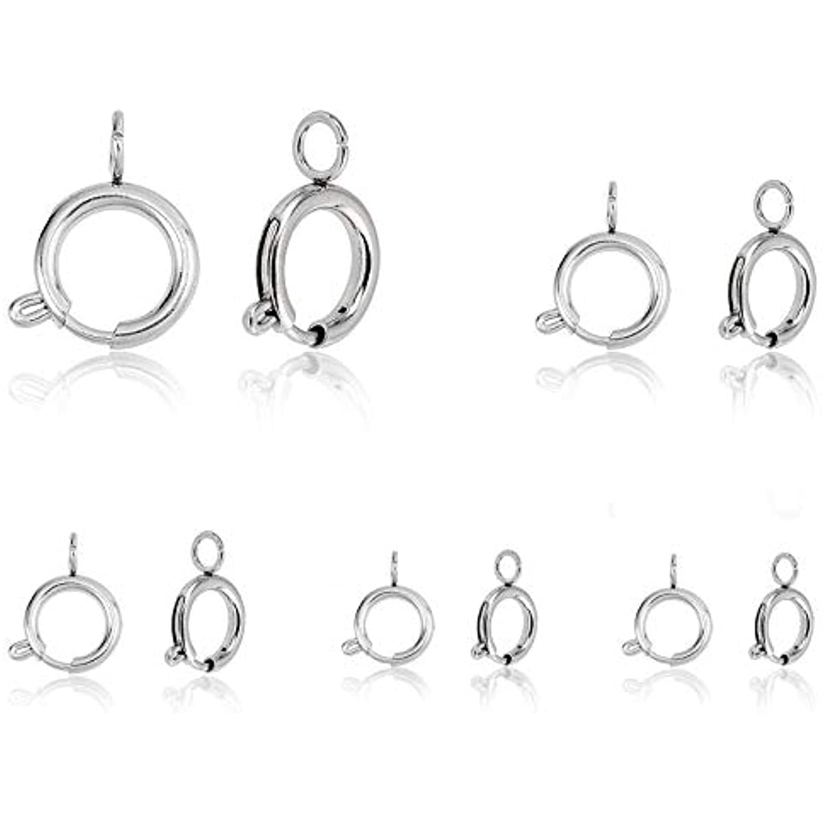 10pcs 5 Sizes Spring Clasps Stainless Steel Spring Ring Clasps Closed ...