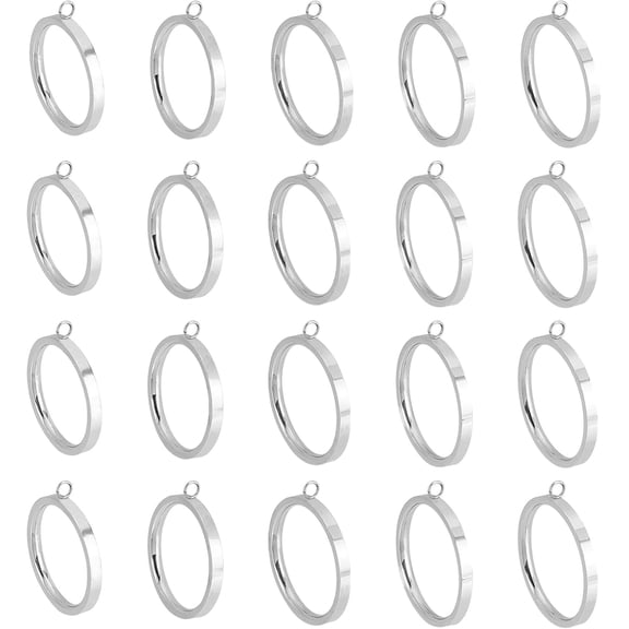 10pcs 5 Sizes Stainless Steel Finger Ring Settings Gothic Punk Cool Statement Stackable Rings Polished Round Finger Ring with Loop for Chain Finger Rings Jewelry Making