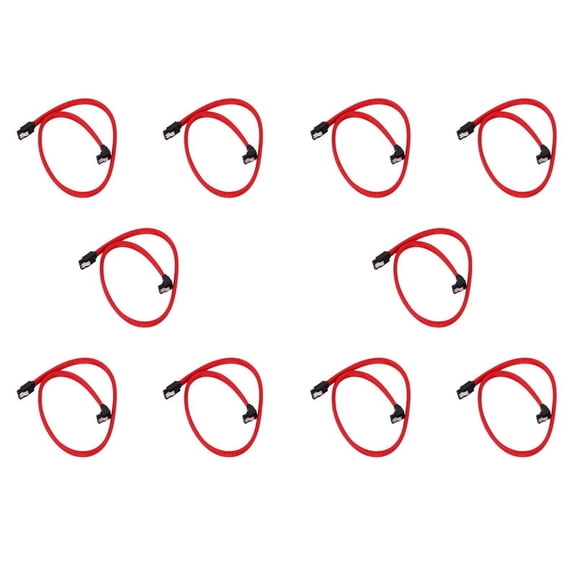 10pcs 50CM SATA 3.0 III SATA3 7pin Data Cable Right Angle 6Gb/S SSD HDD Hard Disk Data Cord with Nylon Sleeved