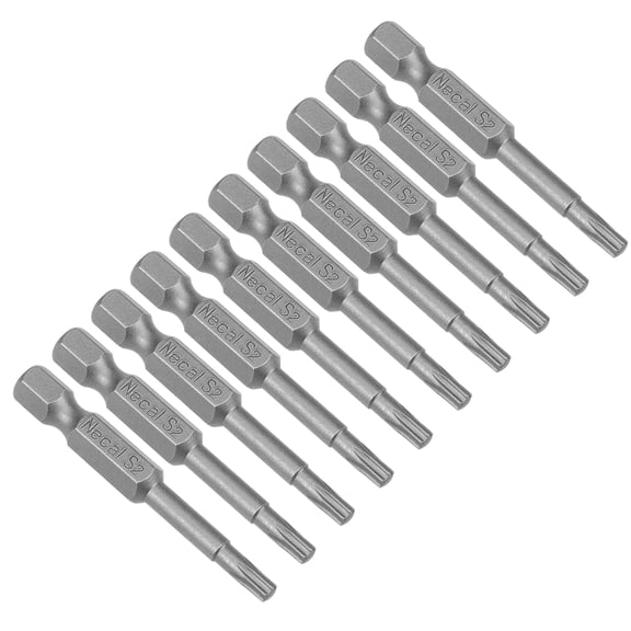 10pcs 50mm 1/4" Hex Shank T15 Magnetic Torx Head Screwdriver Bits S2 Alloy Steel