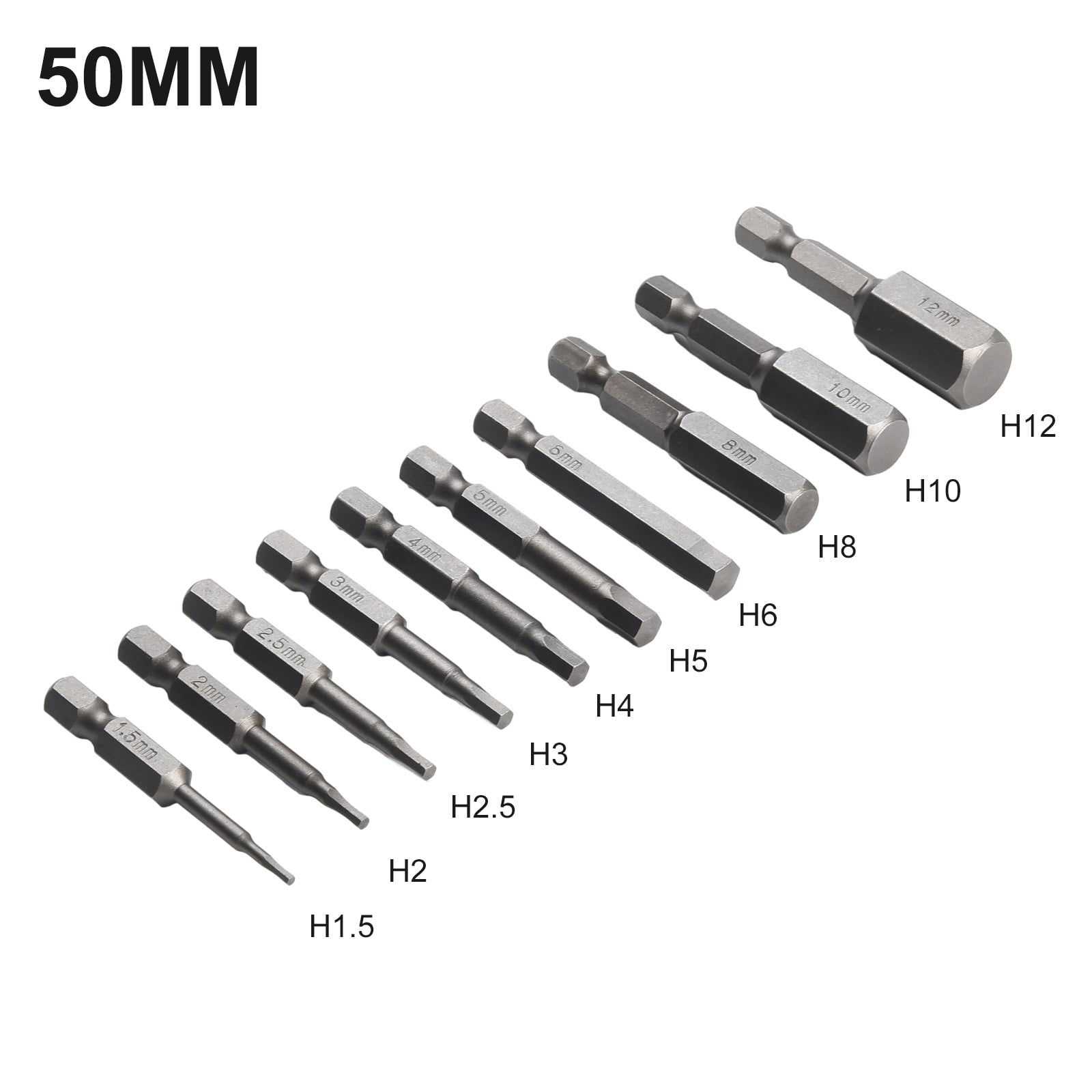 10pcs 50mm Hex Shank Magnetic Screwdriver Bits Set for Cordless Drills