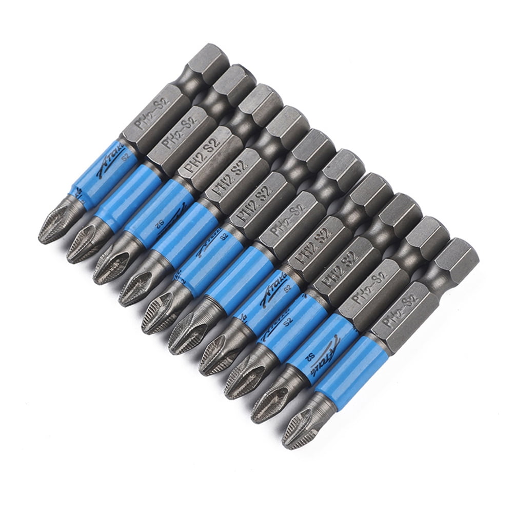 10pcs 50mm PH2 Phillips Tip Screwdriver Bit Set Anti Electric