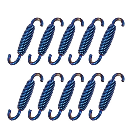 10pcs 59mm Length Blue Motorcycle Exhaust Pipe Stainless Steel Swivel Springs Hook