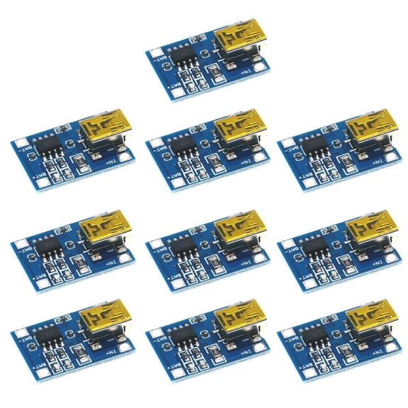 10pcs 5V 18650 Lithium Battery Charging Board, TP4056 Lithium Battery Charging Board with Dual Protection Functions