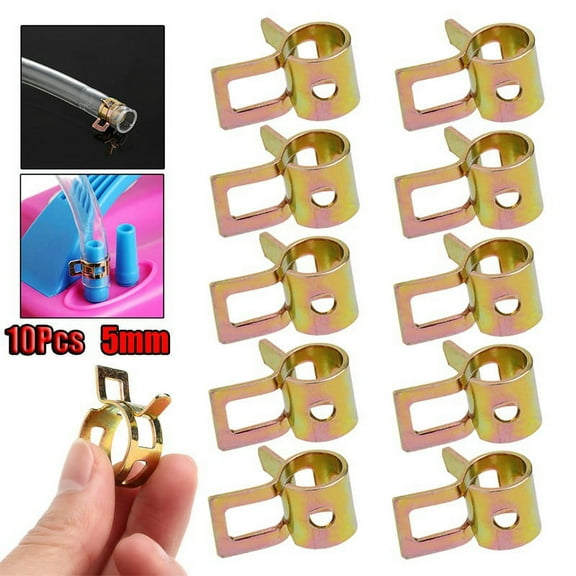 10pcs 5mm Fastener Spring Clip Clamps For Fuel Water Line Hose Pipe Air Tube