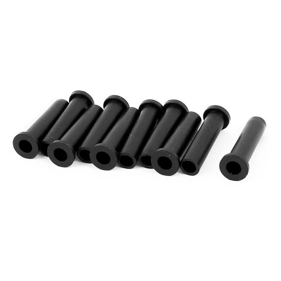 10pcs 5mm Inner Dia Rubber Strain Relief Cord Boot Protector Cable Sleeve Black