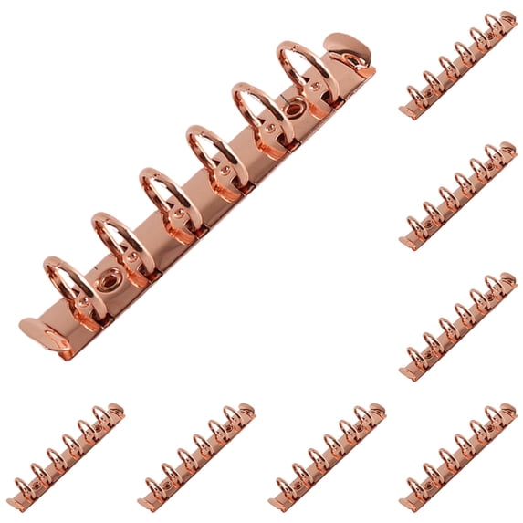 10pcs 6-Hole Loose-Leaf Metal Binder Rings, Detachable Replacement Rings for Planners, Notebooks & Diaries, Multi-Color